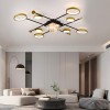 Lustra LED cu telecomanda si cristal GUIDA 46W, 8 Elemente, lumina Rece/Calda/Neutra, Dimabila, Negru Auriu ModernLight Concept