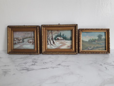 Lot x 3 Tablouri Mici Pictura Romaneasca foto