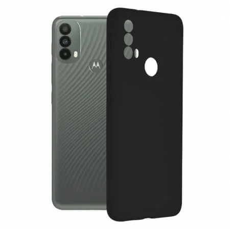 Husa Motorola Moto E40 Silicon Negru cu Microfibra SoftEdge