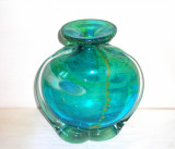 Vaza cristal albastru insertii coral -Blue Crystal- design Michael Harris Mdina