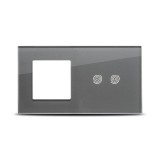 Ramă sticlă securizată Pulsar Touch NS 1P+2T gri 4mm, design elegant pentru priză și &icirc;ntrerupător dublu, soluție modernă &icirc;ncastrată 2 posturi.