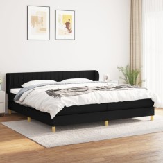 Gossi pat box spring cu saltea, negru, 200x200 cm, textil
