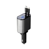 Incarcator Auto 4 in 1 Retractabil USB Type-C Lightning 120W LED 12/24V