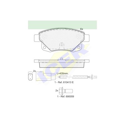 Set placute frana punte spate Ford Transit 2006-2013; Transit Tourneo 2006-2013, marca Icer 141794 foto