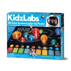 Poster 3D iluminat cu sistemul solar, 3D Solar System Light-Up Poster, KidzLabs, 4M