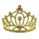Coronita aurie cu perle roz pentru printese