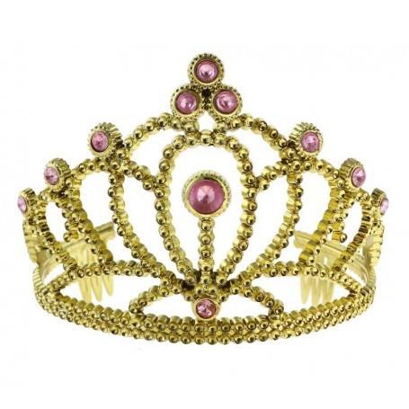 Coronita aurie cu perle roz pentru printese