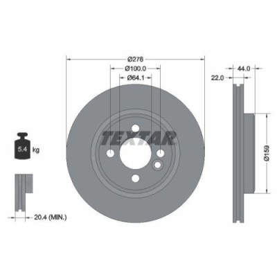 Set disc frana Mini Mini (R50 R53) 06.01-09.06, Mini Cabriolet (R52) 04.04-07.08, Fata, 276X22mm, ventilat, TEXTAR foto