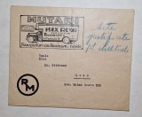 Plic publicitar interbelic Max Revai București &ndash; transporturi rapide, rar