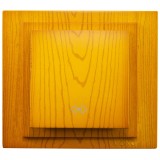 Intrerupator cap cruce, Mono Electric Larissa, incastrat, rama inclusa, stejar