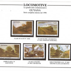 GUYANA 1990 TRANSPORT LOCOMOTIVE ( serie dantelata ) MNH