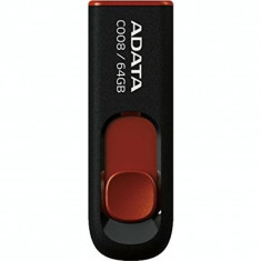 Memorie USB 2.0 ADATA 64 GB retractabila negru / rosu AC008-64G-RKD