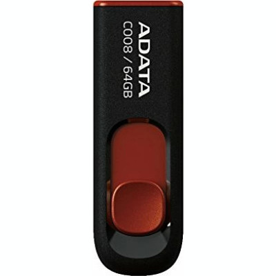 Memorie USB 2.0 ADATA 64 GB retractabila negru / rosu AC008-64G-RKD foto