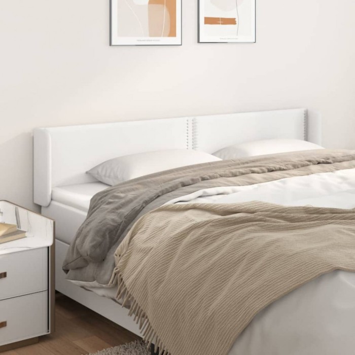 vidaXL Tăblie de pat cu aripioare alb 163x16x78/88 cm piele ecologică 3118725