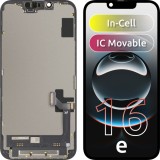 Display cu Touchscreen JK pentru Apple iPhone 17e / 16e, cu Rama, Versiune LCD In-Cell IC Movable, Negru