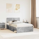 Cumpara ieftin Cadru de pat Gri Beton 120 x 200 cm Lemn de pin masiv
