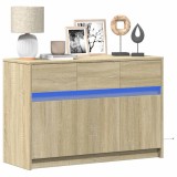 Cumpara ieftin Dulap TV cu LED, stejar sonoma, 91x34x61 cm, lemn prelucrat