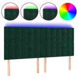 Cumpara ieftin Tablie de pat cu LED, verde inchis, 160x5x118/128 cm, catifea