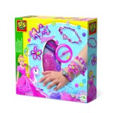 Set creativ pentru copii - Bratari cu margele, sclipici si accesorii decorative, SES Creative