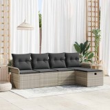 VidaXL Set de canapele pentru grădină 5 pcs Gri deschis Rattan poli