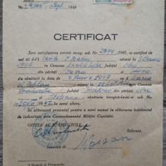 Certificat Comitetul Provizoriul al Capitalei 1949