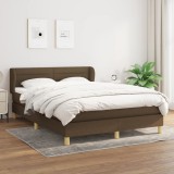 Pat continental cu saltea, maro &icirc;nchis, 140x200 cm, textil