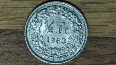 Elvetia - moneda de colectie - 1/2 franc 1963 argint - aUNC / UNC - exceptionala foto