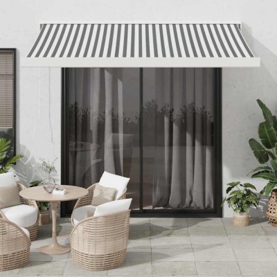 Copertină retractabilă antracit/alb, 3,5x2,5 m, textil/aluminiu foto
