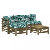 Set mobilier de gradina cu perne, 5 piese, lemn de pin tratat