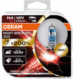 Set 2 becuri halogen H4 12V Osram Night Breaker +200%