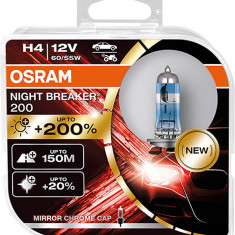 Set 2 becuri halogen H4 12V Osram Night Breaker +200%