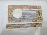 bancnota franta/colonii/ noile hebride 100 fr 1970-1977 / 2 v. consecutive