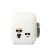 Cumpara ieftin Husa Karl Lagerfeld and Choupette Silicon pentru Airpods 1/2 Alb