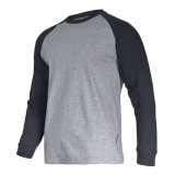 Tricou Bumbac Cu Maneca Lunga / Gri-negru - L