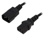 Cablu Alimentare IEC C13 Mamă la IEC C14 Tată 1m Negru 10A