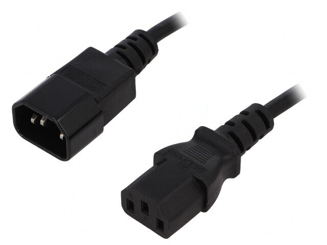 Cablu Alimentare IEC C13 Mamă la IEC C14 Tată 1m Negru 10A