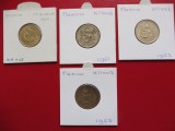 MEXIC LOT COMPLET 4 MONEDE 25 CENTAVOS 1950 / 1951 / 1952 / 1953 KM#443 ARGINT