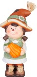 Decoratiune de toamna MagicHome fetita cu dovleac, teracota 23 cm