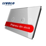 Cumpara ieftin Panou din sticla pentru &icirc;ntrerupator touch Livolo, simplu+dublu, gri