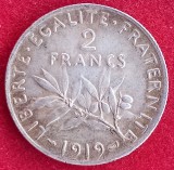 (A240) MONEDA DIN ARGINT FRANTA - 2 FRANCS 1919, SEMANATOAREA