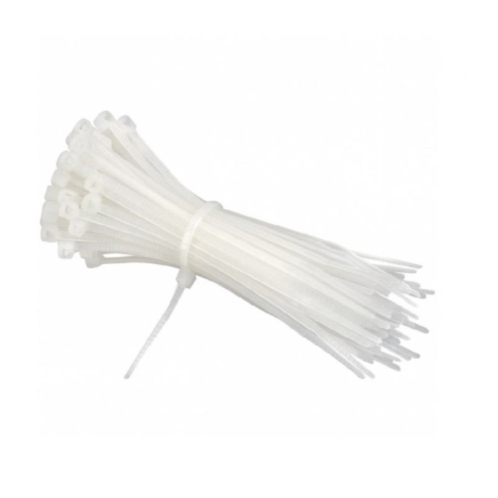 Set de 100 bucati soricei - coliere de plastic eMazing, dimensiune 100 mm x 3 mm, material poliamida, culoare alb