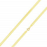 Lanț lucios din aur galben 14K - plat, zale conectate &icirc;n serie, 500 mm