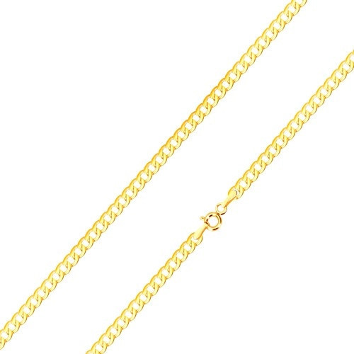 Lanț lucios din aur galben 14K - plat, zale conectate &icirc;n serie, 500 mm