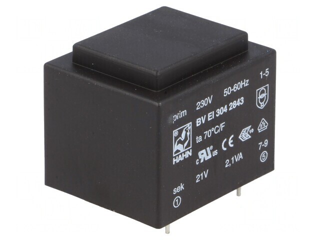 Transformator &Icirc;ncapsulat 2,1VA 230V 21V 100mA PCB