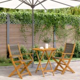 VidaXL Set mobilier bistro, 3 piese, gri, polipropilenă și lemn masiv
