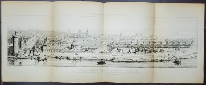 VUE PANORAMIQUE DU BOURG ET FAUBOURG SAINT - GERMAIN , GRAVURA de Ate . GUILLAUMOT PERE , SEC. XIX