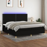 Cumpara ieftin Pat cu arcuri, saltea și LED, negru, 200x200 cm, textil