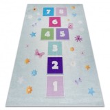 BAMBINO 1075 covor lavabil Grădină hopscotch, numere pentru copii anti-alunecare - verde, 140x190 cm