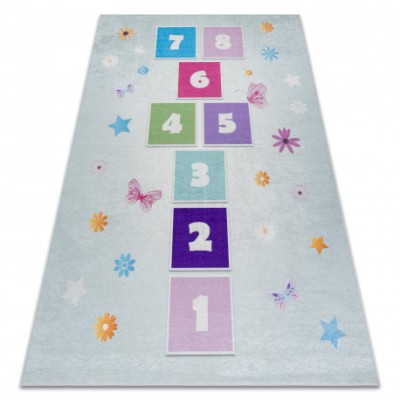 BAMBINO 1075 covor lavabil Grădină hopscotch, numere pentru copii anti-alunecare - verde, 140x190 cm foto