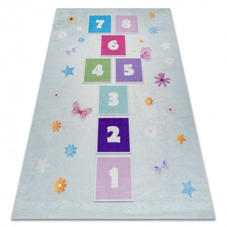 BAMBINO 1075 covor lavabil Grădină hopscotch, numere pentru copii anti-alunecare - verde, 80x150 cm